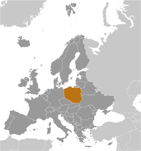 Map showing location of Poland