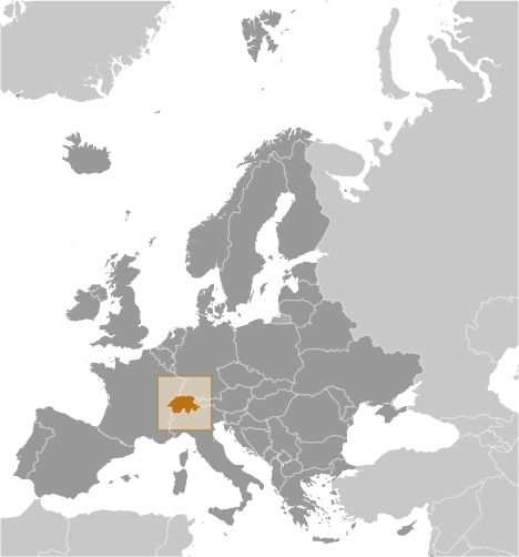 Map showing location of Switzerland