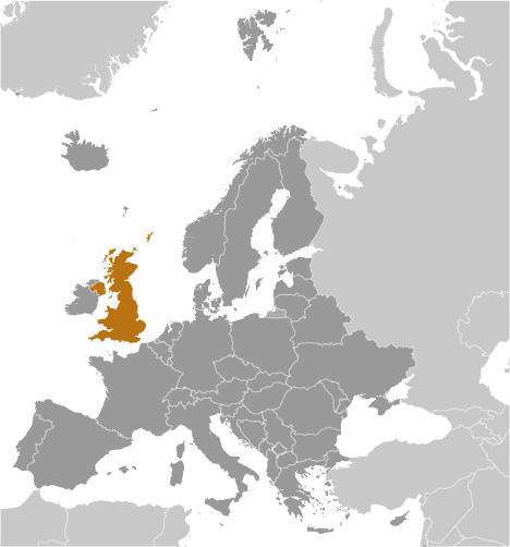 Map showing location of United Kingdom