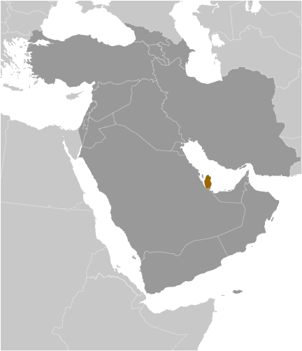 Map showing location of Qatar