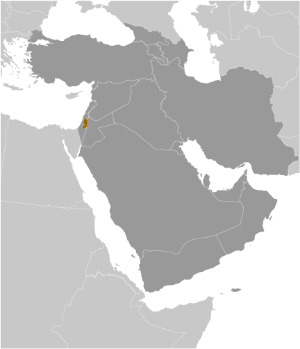 Map showing location of West Bank