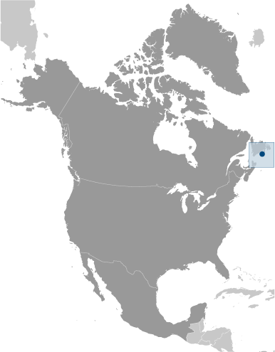 Map showing location of Saint Pierre and Miquelon