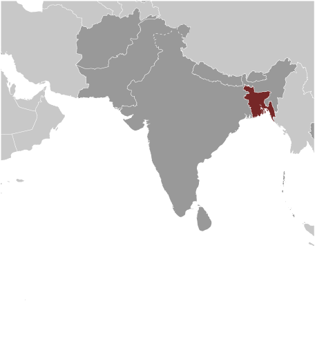 Map showing location of Bangladesh