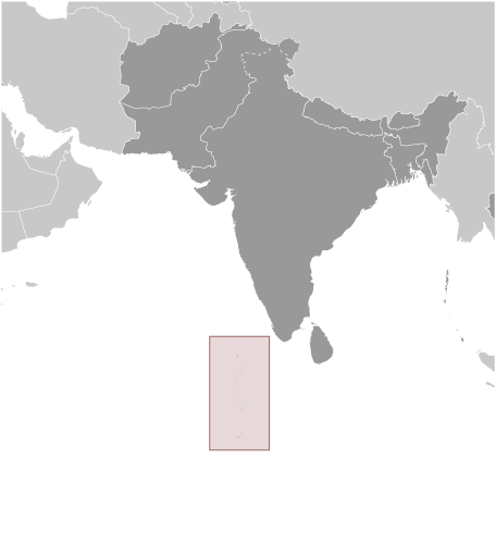 Map showing location of Maldives