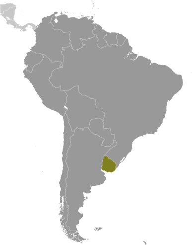 Map showing location of Uruguay