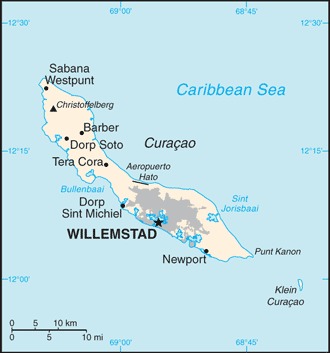 Map of Curacao