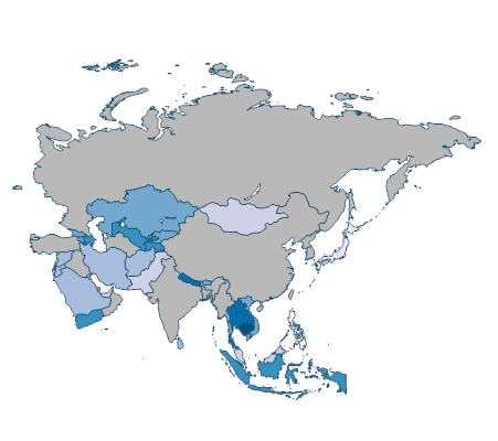 Women's share of population ages 15+ living with HIV (%) - Asia