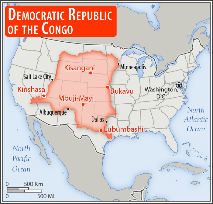Area comparison map of Democratic Republic of the Congo