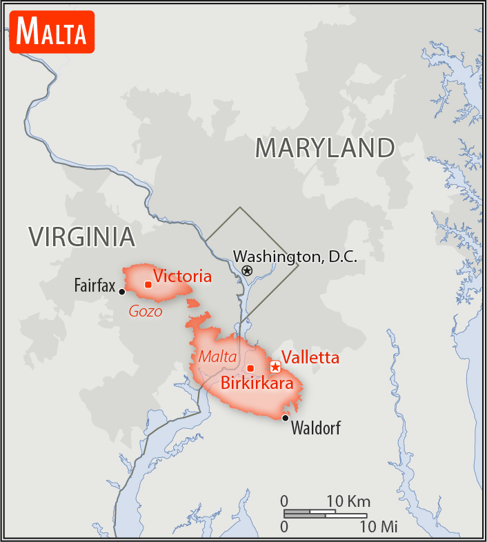 Area comparison map of Mali