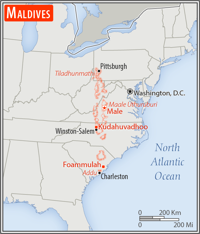 Area comparison map of Maldives