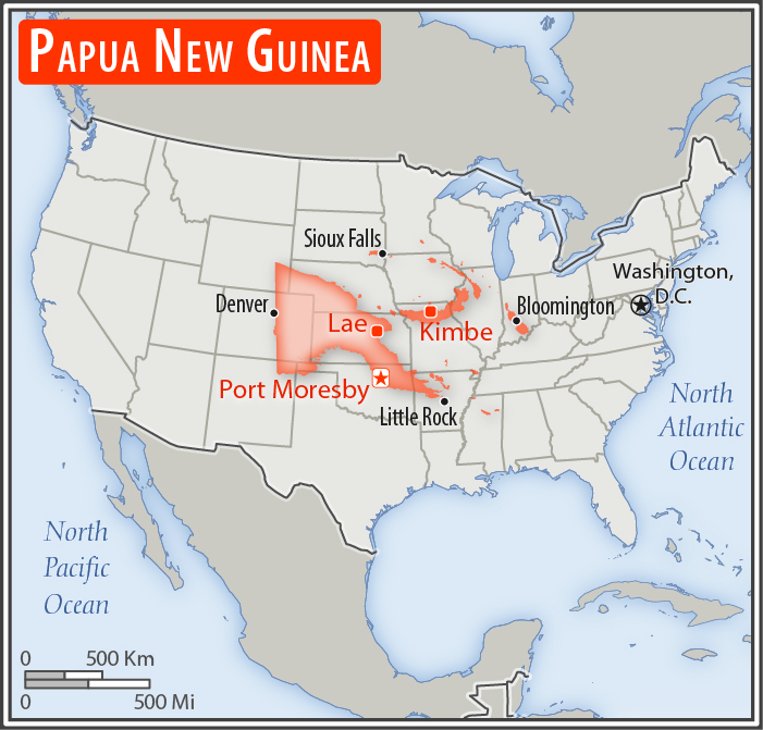 Area comparison map of Papua New Guinea