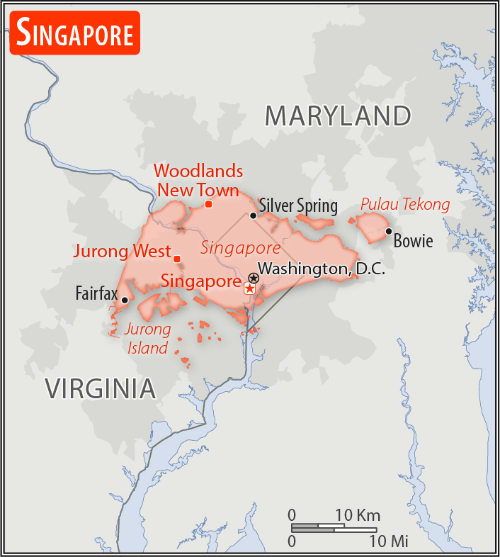 Area comparison map of Singapore