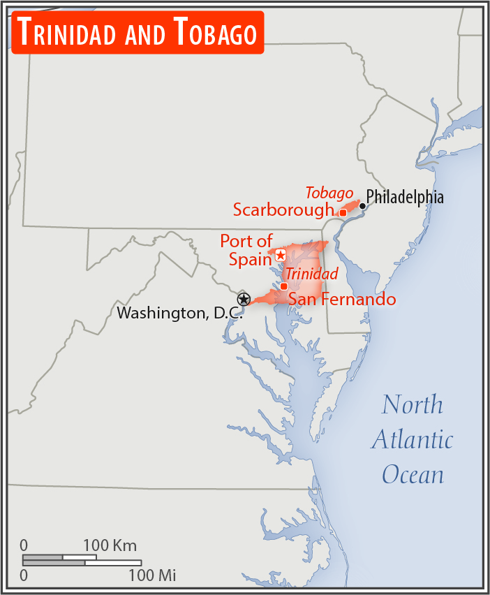 Area comparison map of Trinidad and Tobago