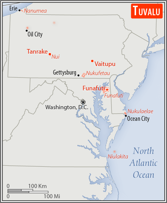Area comparison map of Tuvalu