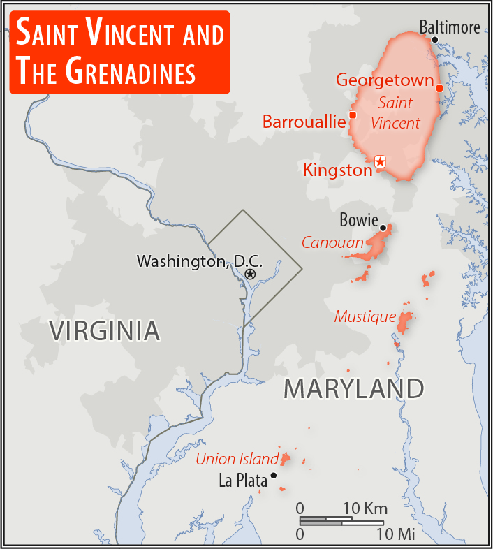 Area comparison map of Saint Vincent and the Grenadines