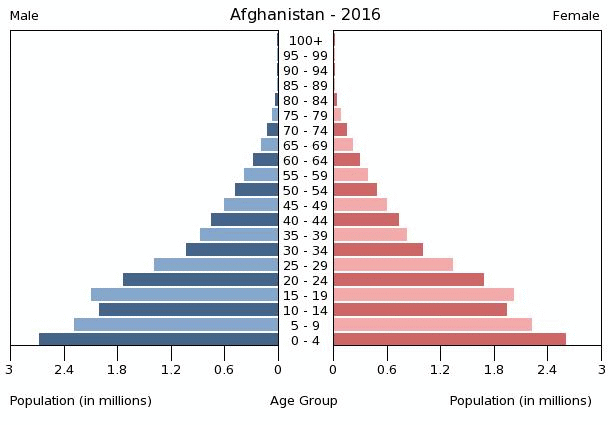 Afghanistan: Child suicide bomber kills five, injures 40 in wedding attack Afghanistan-population-pyramid-2016