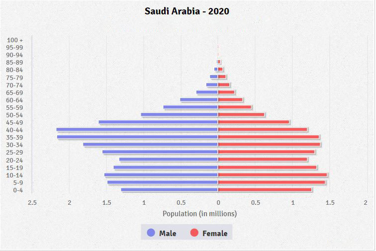 Population pyramid of Saudi Arabia