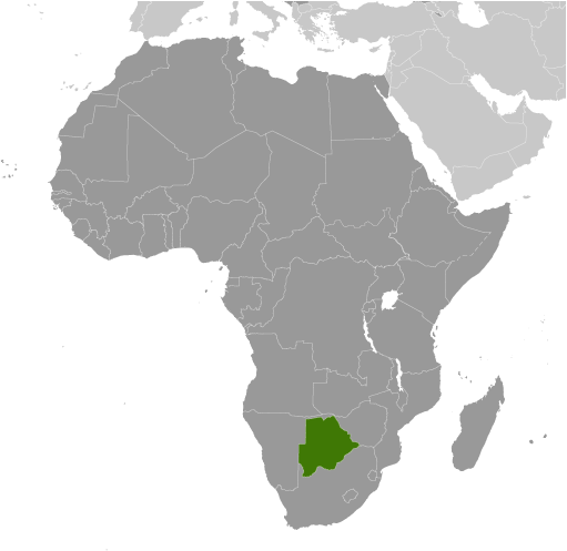 Map showing location of Botswana