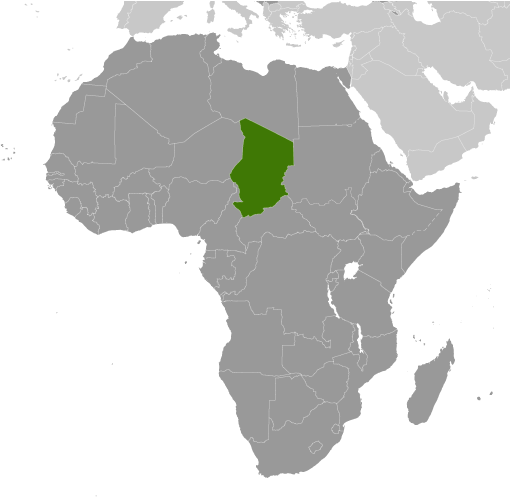 Map showing location of Chad