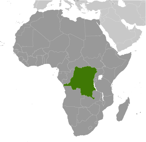 Map showing location of Democratic Republic of the Congo