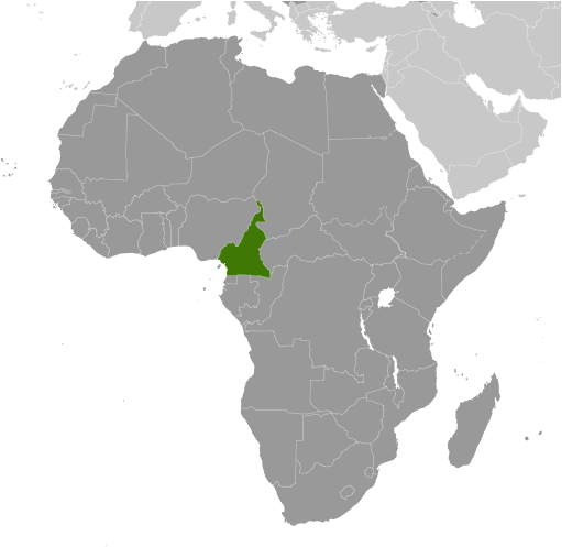 Map showing location of Cameroon