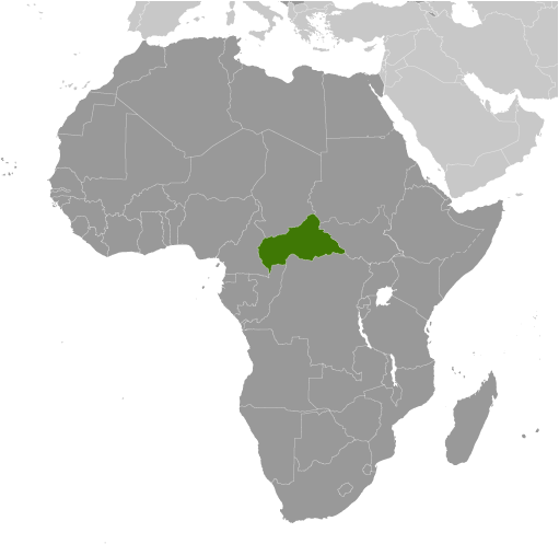 Map showing location of Central African Republic
