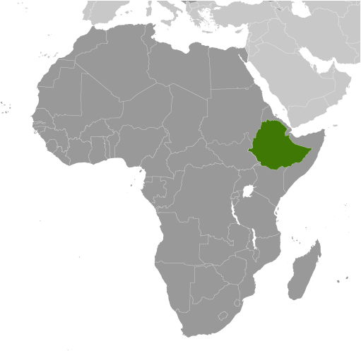 Map showing location of Ethiopia