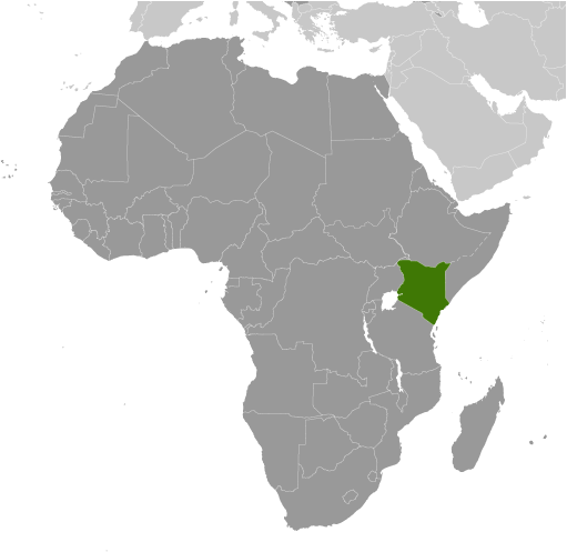 Map showing location of Kenya