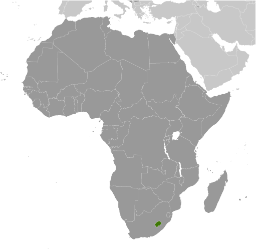 Map showing location of Lesotho