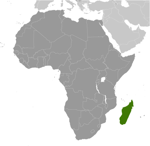 Map showing location of Madagascar