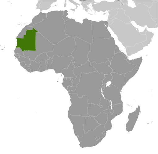 Map showing location of Mauritania