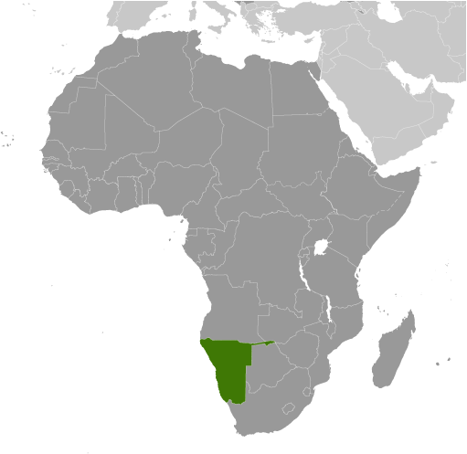 Map showing location of Namibia