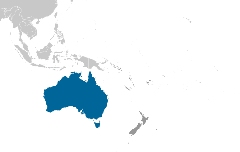 Map showing location of Australia