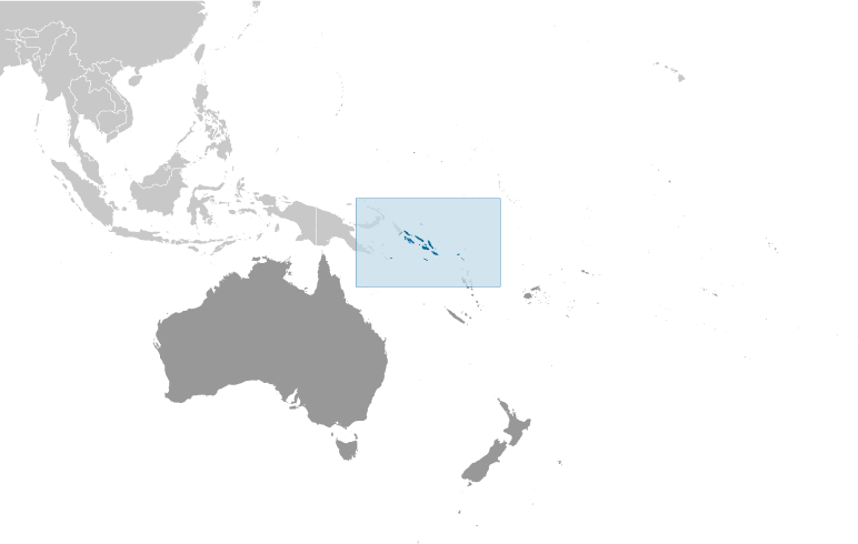 Map showing location of Solomon Islands