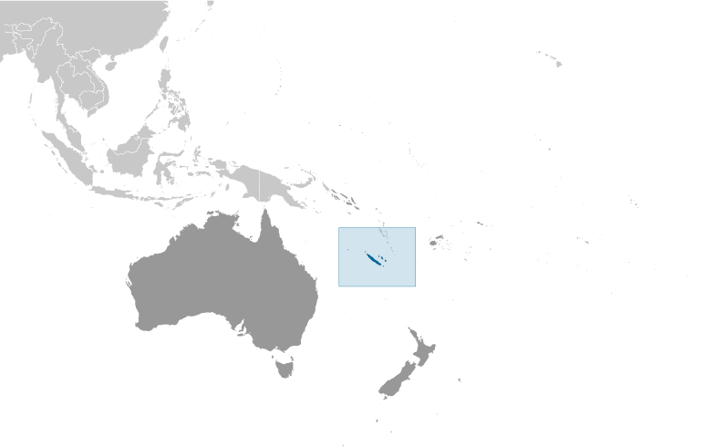 Map showing location of New Caledonia