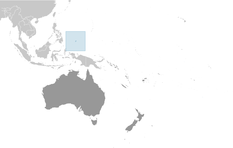 Map showing location of Palau
