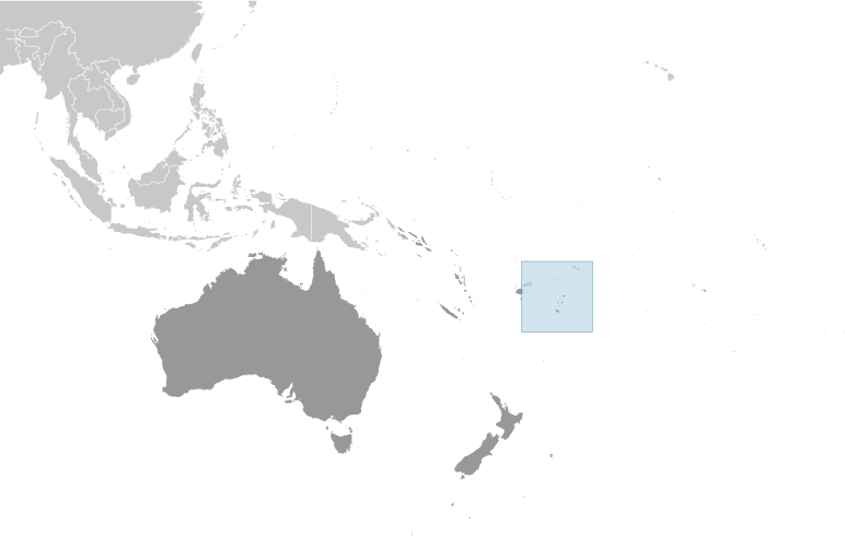 Map showing location of Tonga