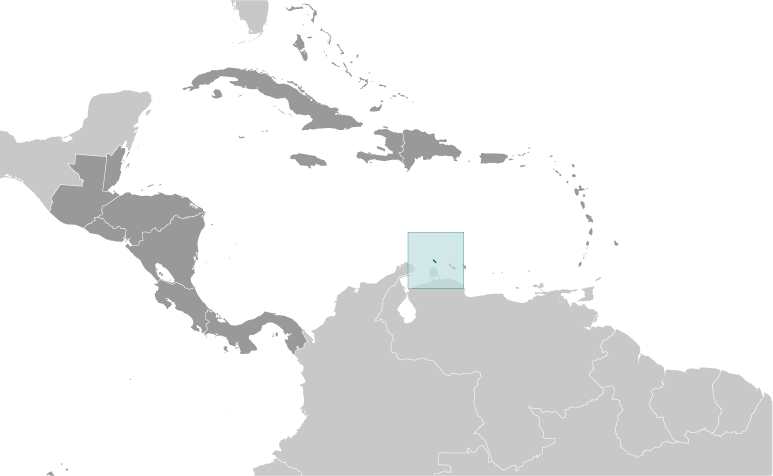 Map showing location of Aruba