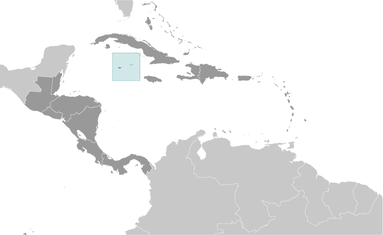 Map showing location of Cayman Islands