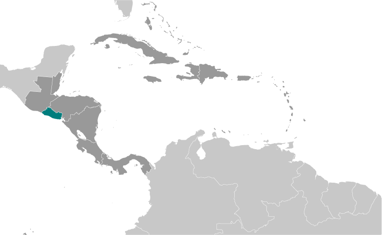 Map showing location of El Salvador