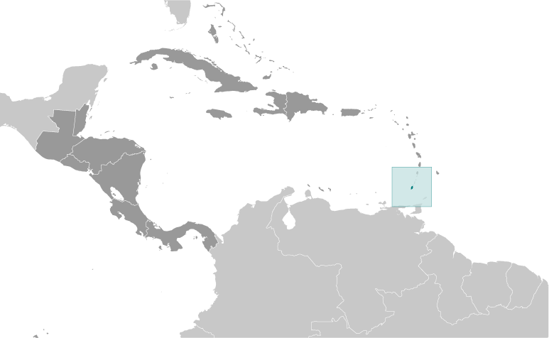 Map showing location of Grenada