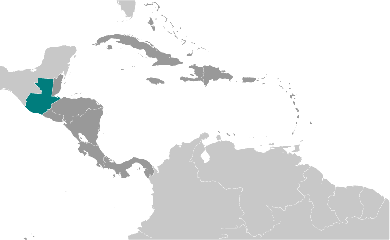 Map showing location of Guatemala