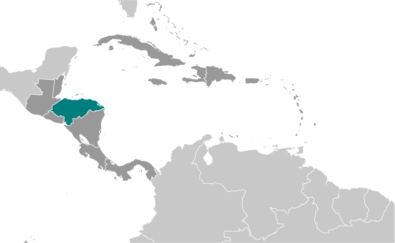 Map showing location of Honduras