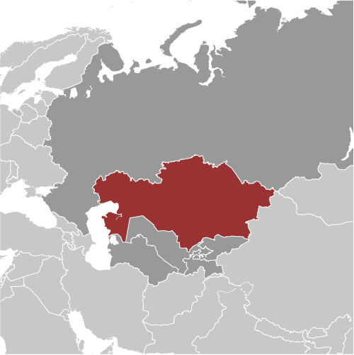 Map showing location of Kazakhstan