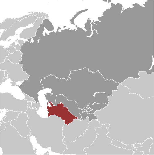 Map showing location of Turkmenistan
