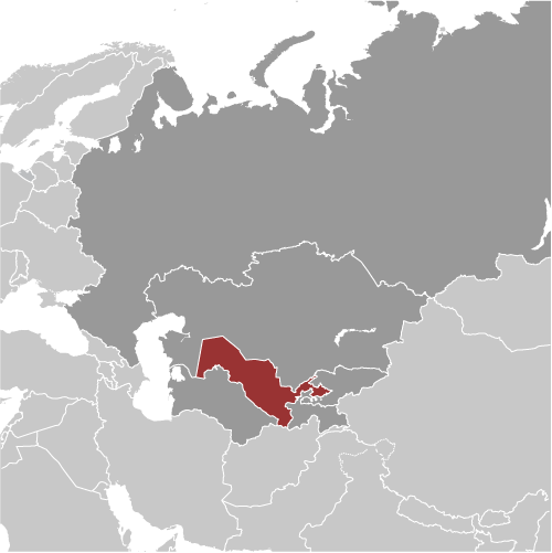 Map showing location of Uzbekistan