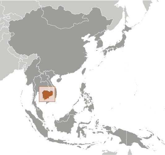 Map showing location of Cambodia