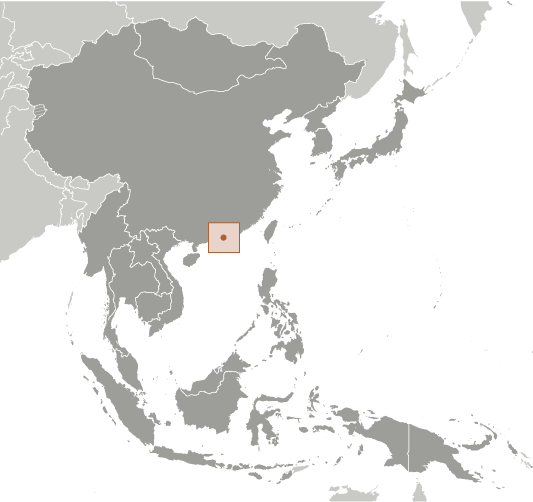 Map showing location of Hong Kong