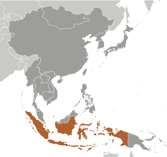 Map showing location of Indonesia