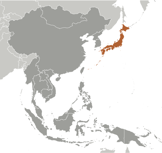 Map showing location of Japan
